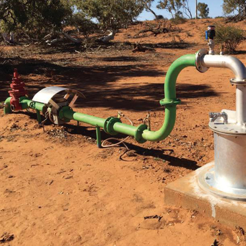 A water bore site displaying bore infrastructure and pipes