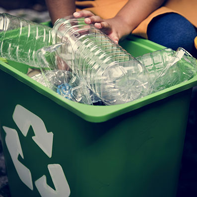 Plastic bottled water being recycled