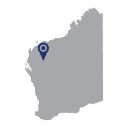 map of Western Australia with a pin point indicating Burringgurrah.