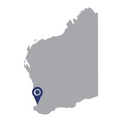 WA map showing Bunbury