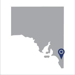 Map of SA pinpointing limestone coast region.